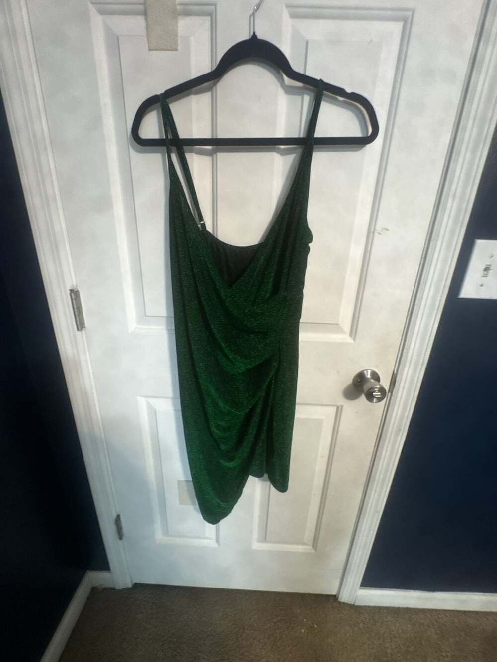 SHEIN Women's Green Metallic Ruched Bodycon Mini Dress Size XL